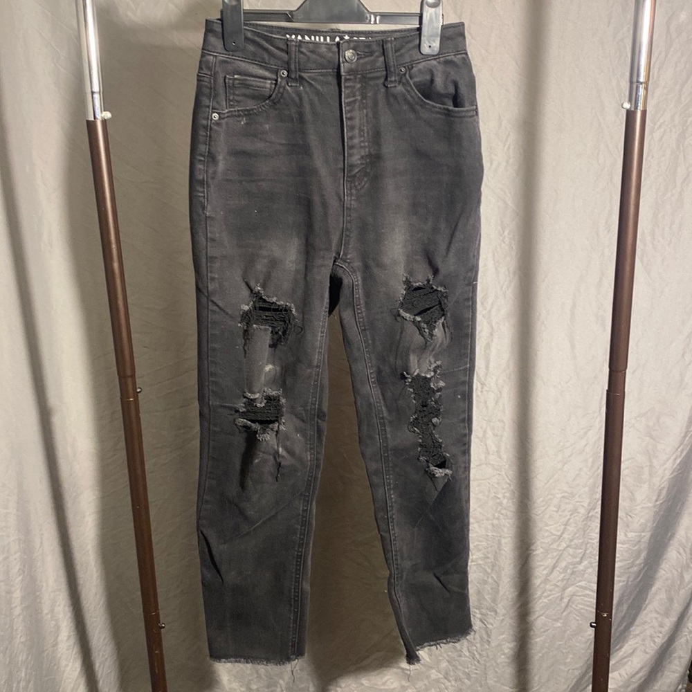 Distressed Vanilla Star Mom Jeans